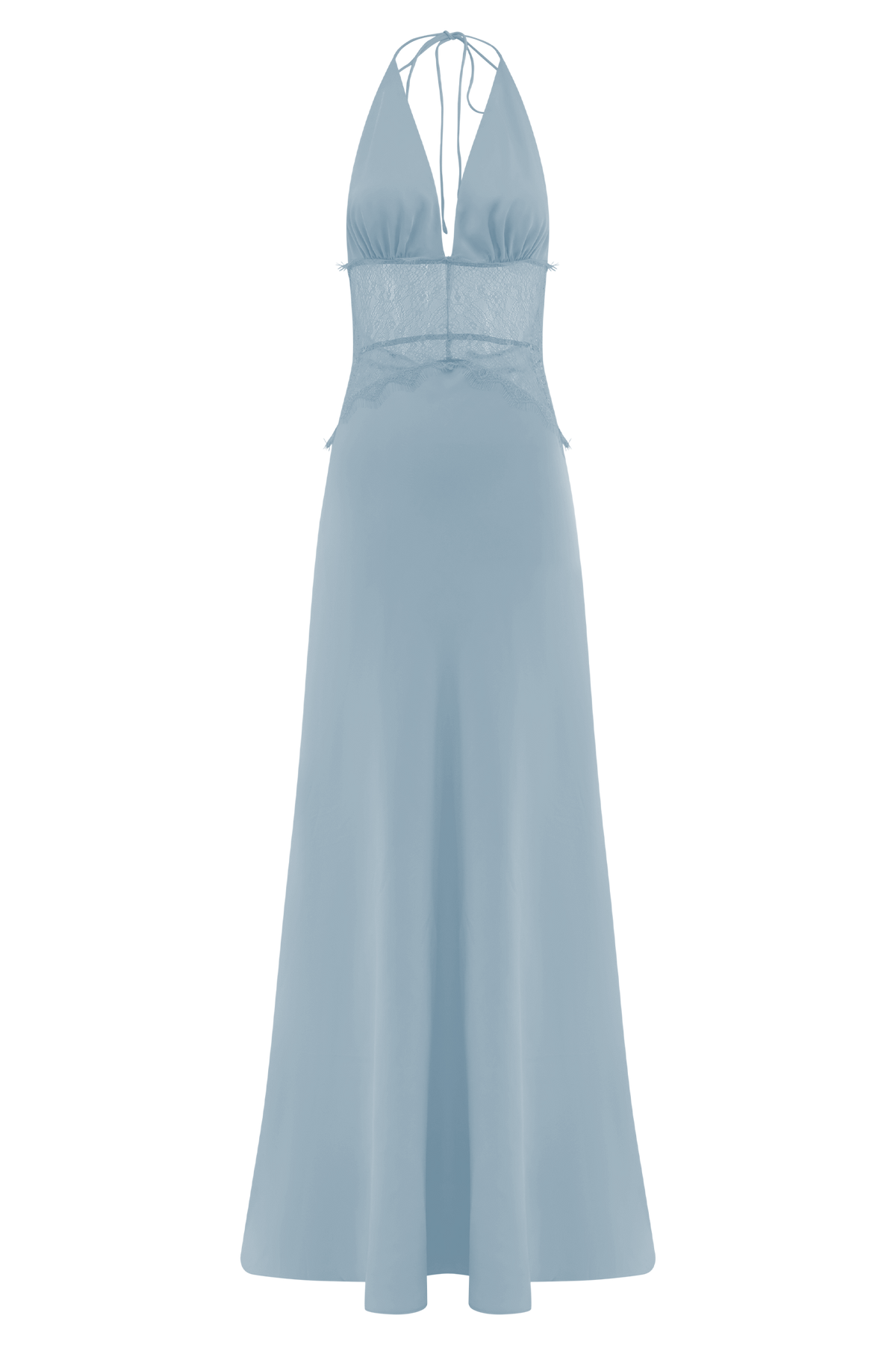 Dinah Lace And Satin Maxi Dress - Cornflower Blue