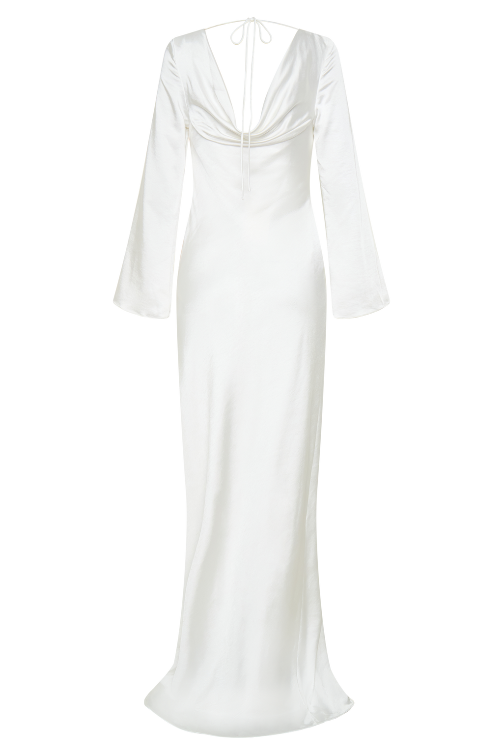 Eliza Long Sleeve Cowl Lace And Satin Maxi Dress - Ivory