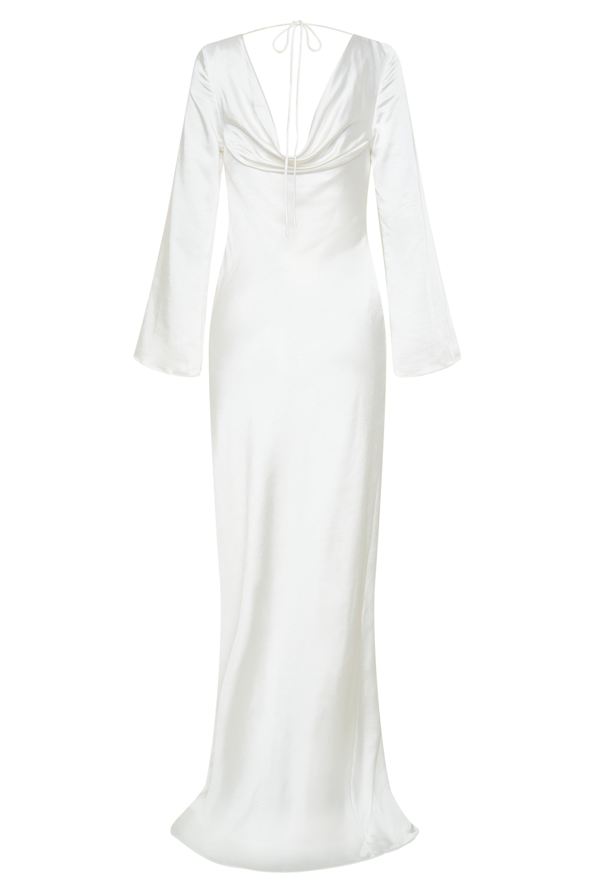 Eliza Long Sleeve Cowl Lace And Satin Maxi Dress - Ivory