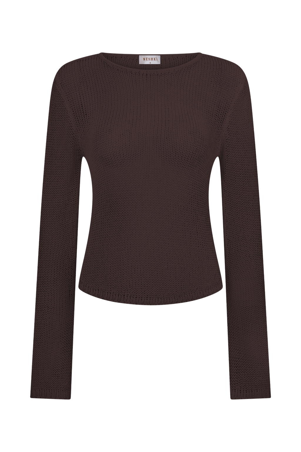 Isabella Long Sleeve Knit Top - Chocolate
