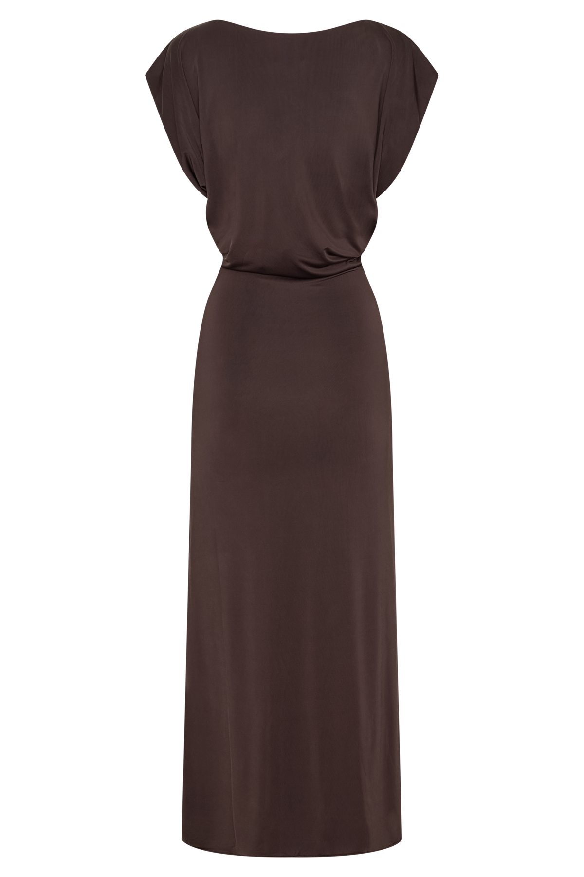 Maiara Shortsleeve Slinky Tie Maxi Dress - Chocolate