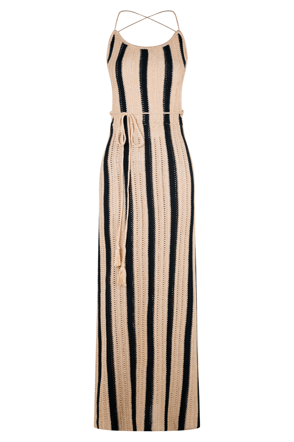 Shepherd Crochet Halter Maxi Dress - Gold/Black