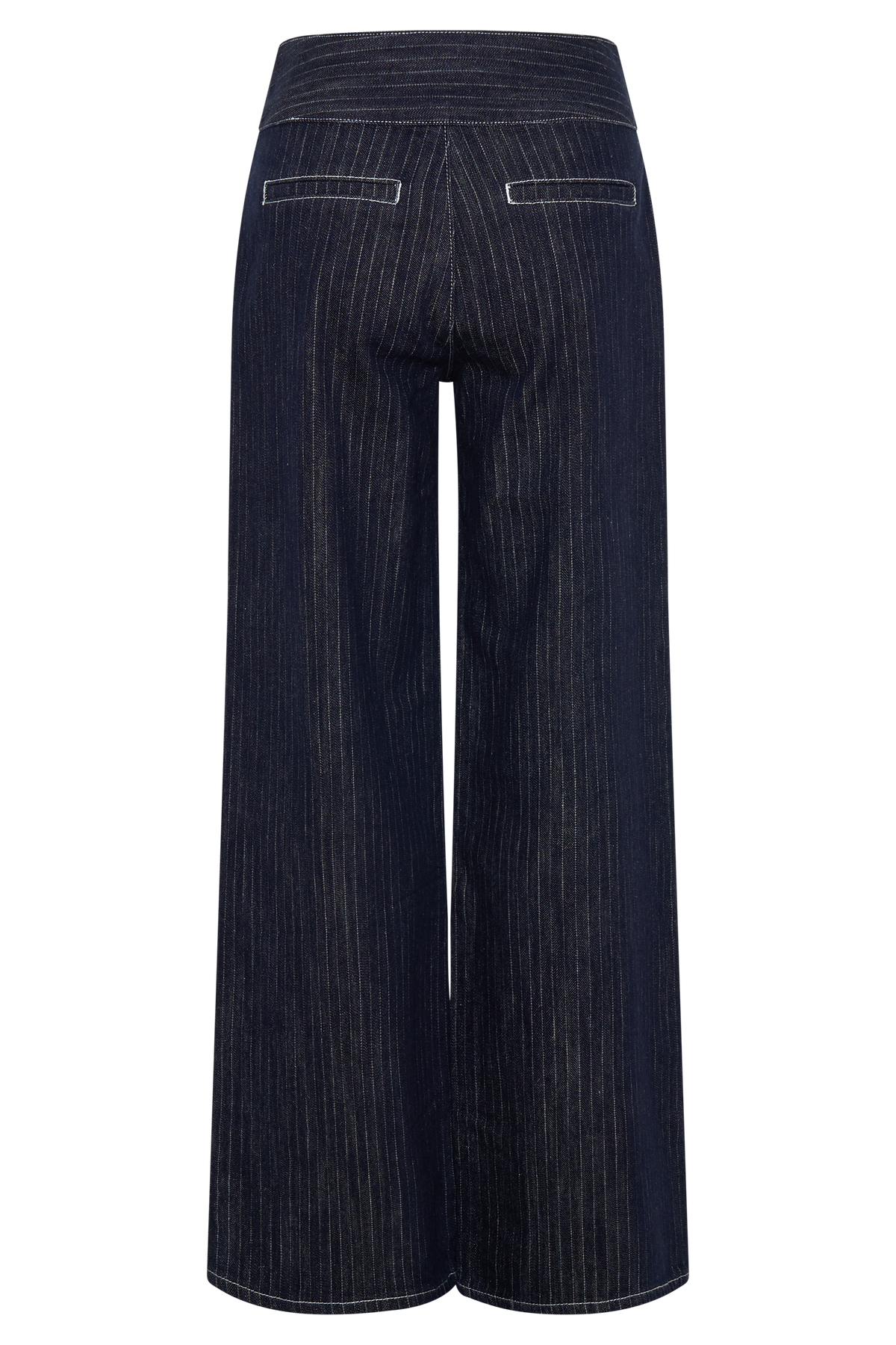 Sienna Flare Mid Rise Denim Jeans - Indigo Pinstripe