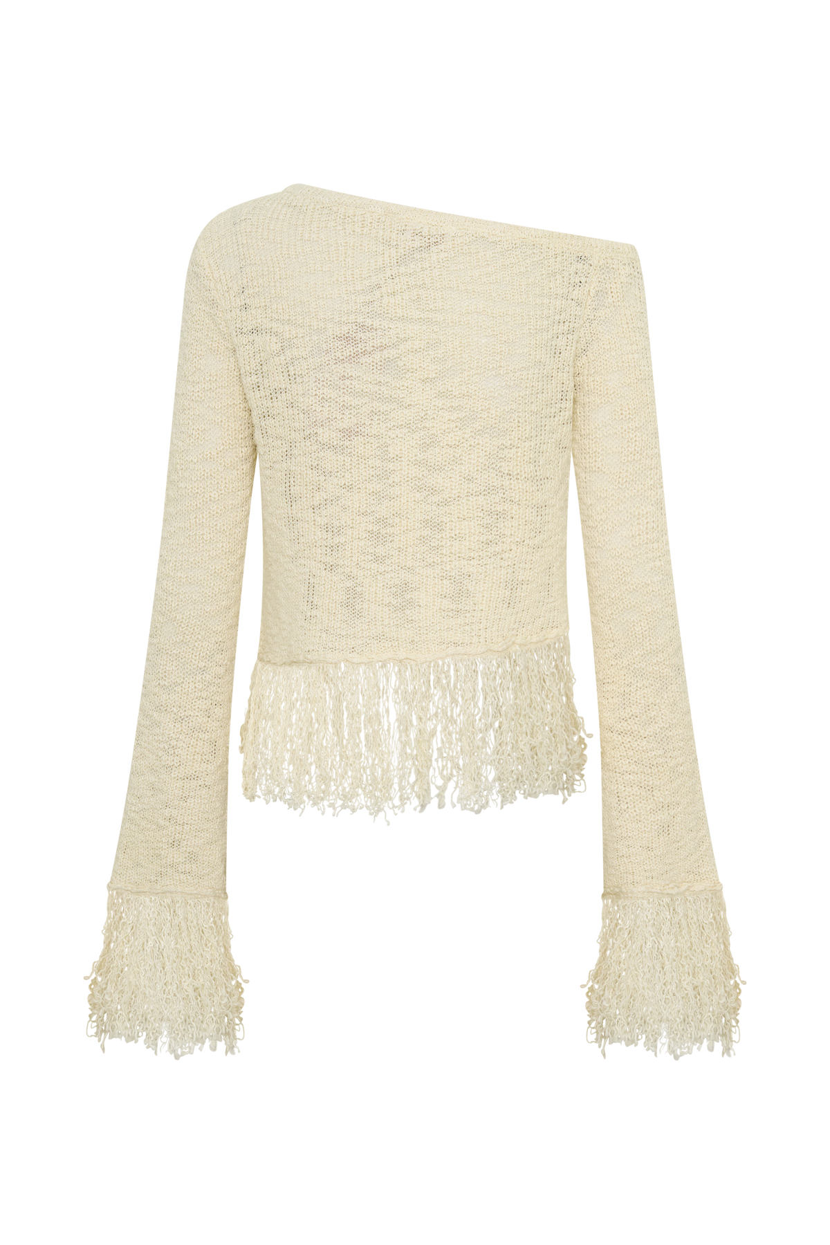 Tabitha Fringe Knit Long Sleeve Top - Cream