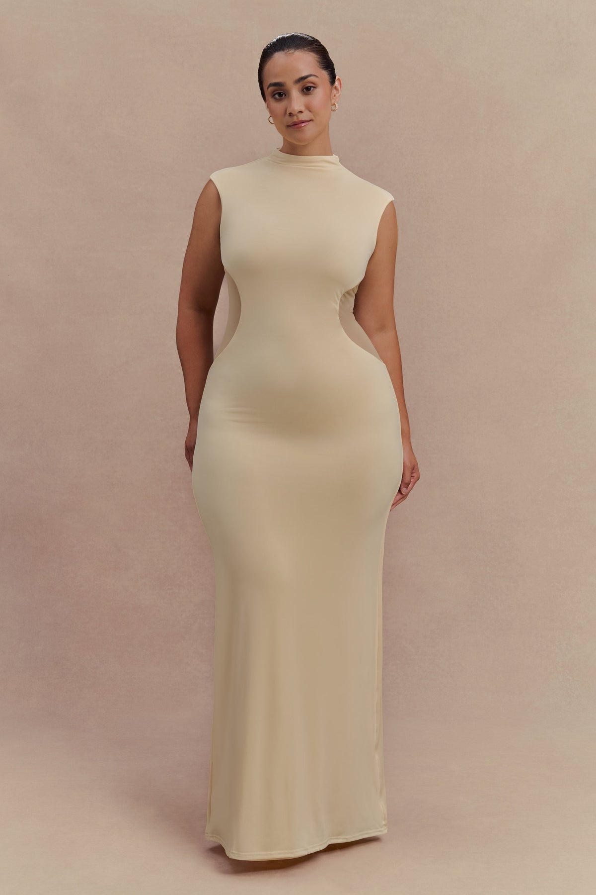 Massie Slinky And Mesh Maxi Dress - Lemon