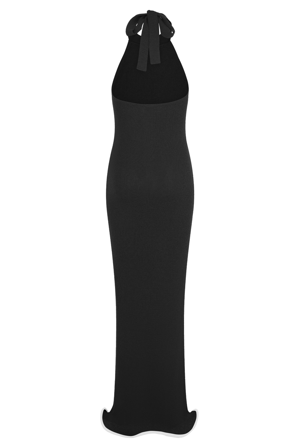 Melodie Halter Knit Maxi Dress - Black/White