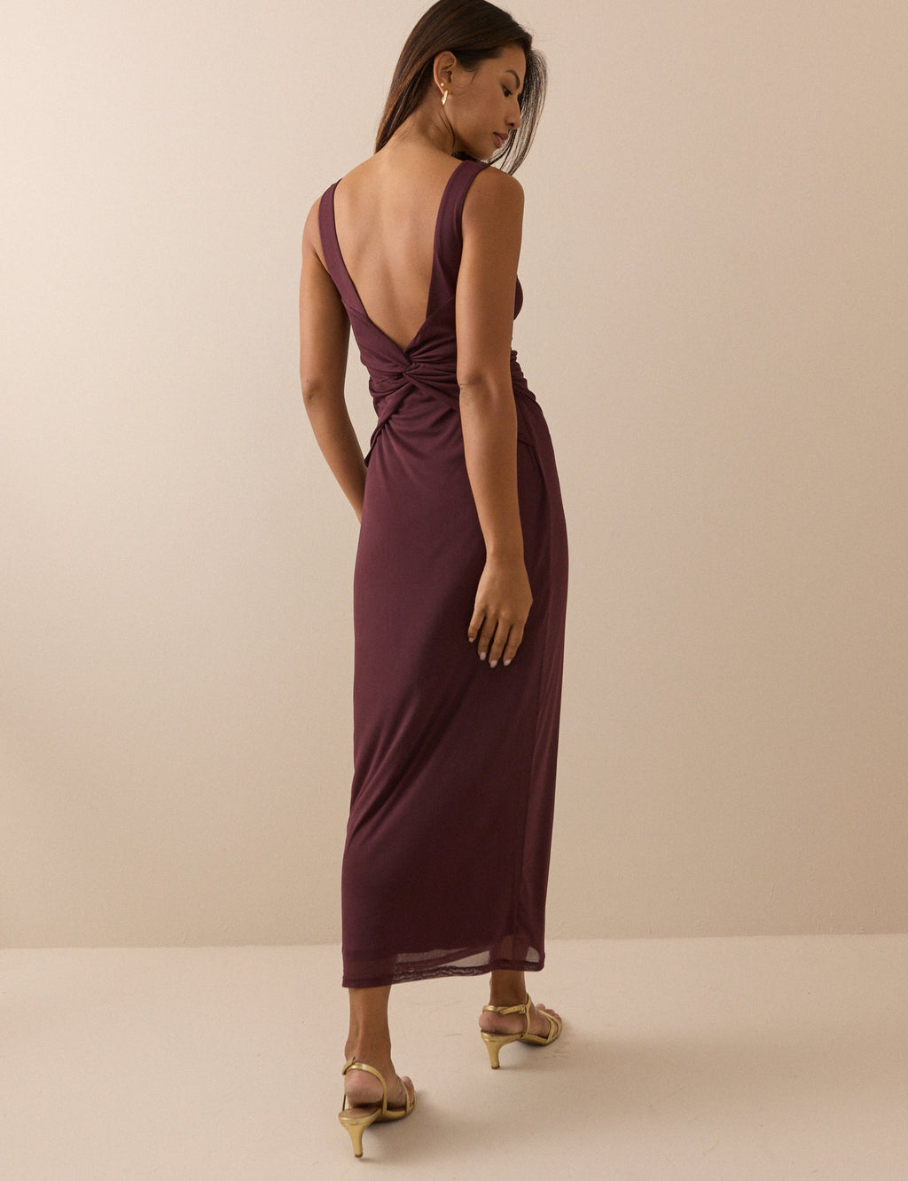 Burgundy Jersey Margot Midi Dress
