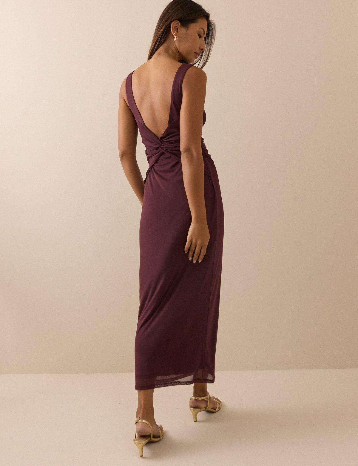 Burgundy Jersey Margot Midi Dress