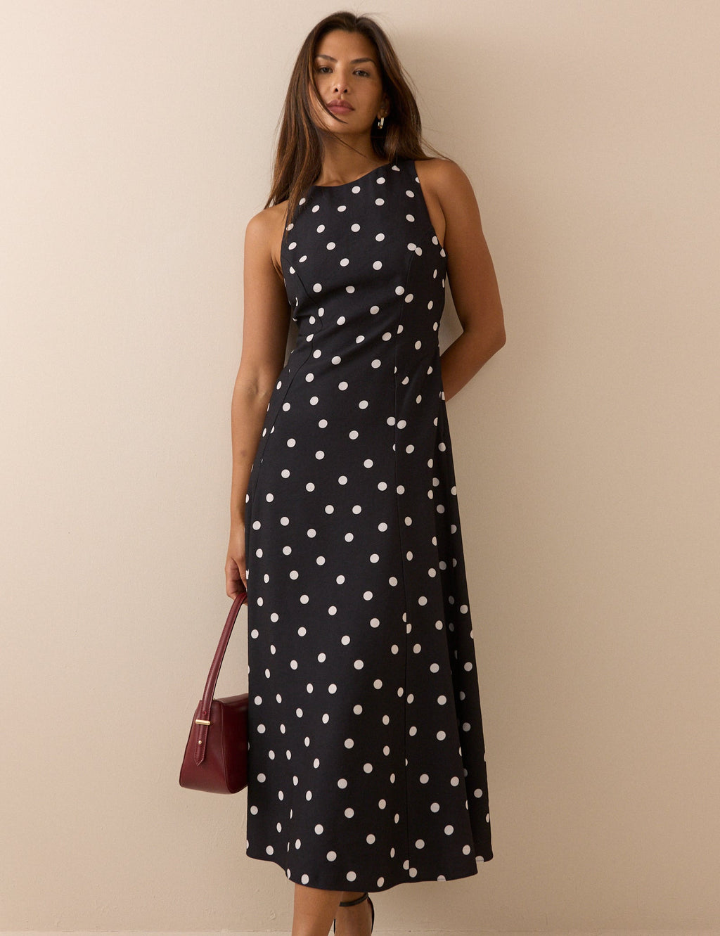 Black Polka Dot Reign Midi Dress