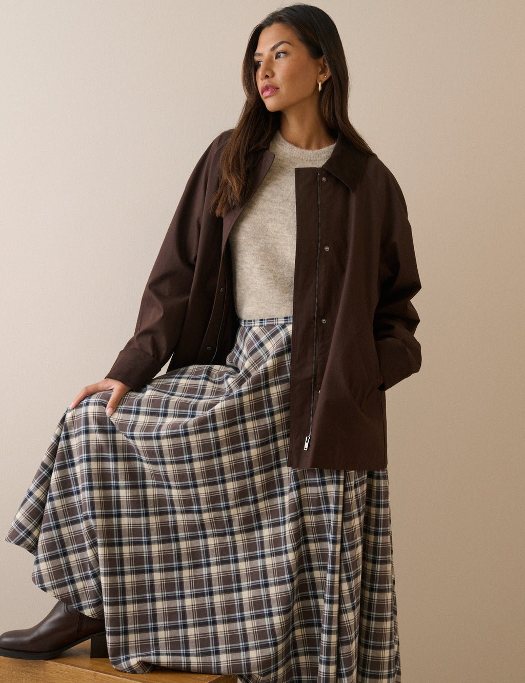 Brown Cord Detail Barn Jacket