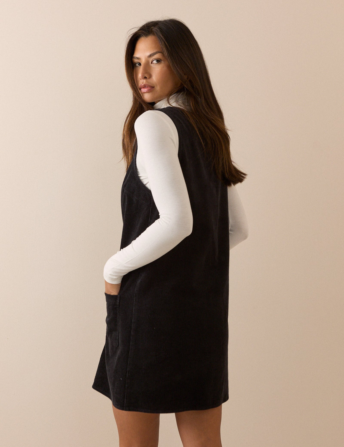 Black Cord Lacey Mini Shift Dress