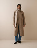 Brown Check Wool-Blend Reversible Scarf Coat
