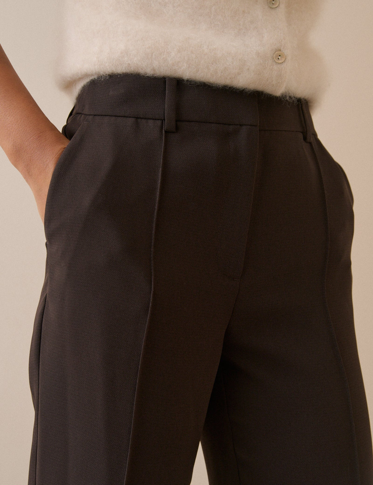 Brown Crepe Cigarette Marnie Trousers