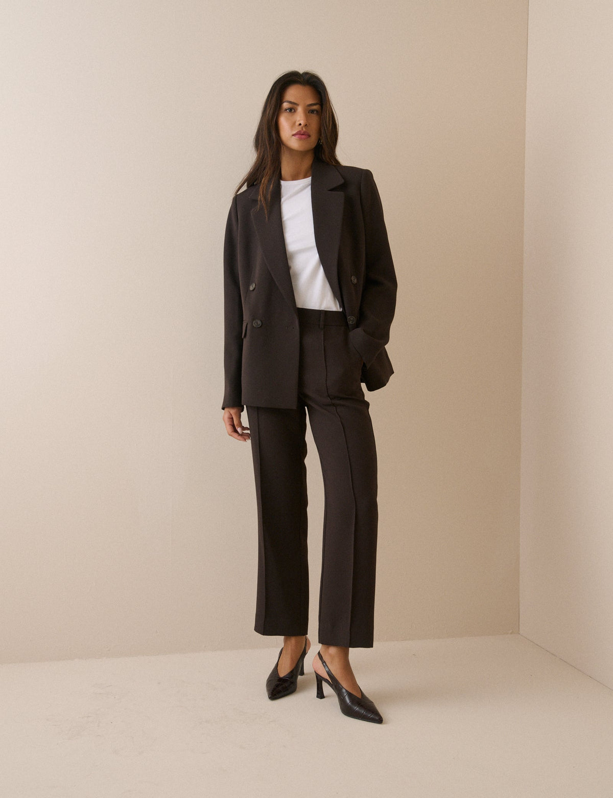 Brown Crepe Cigarette Marnie Trousers