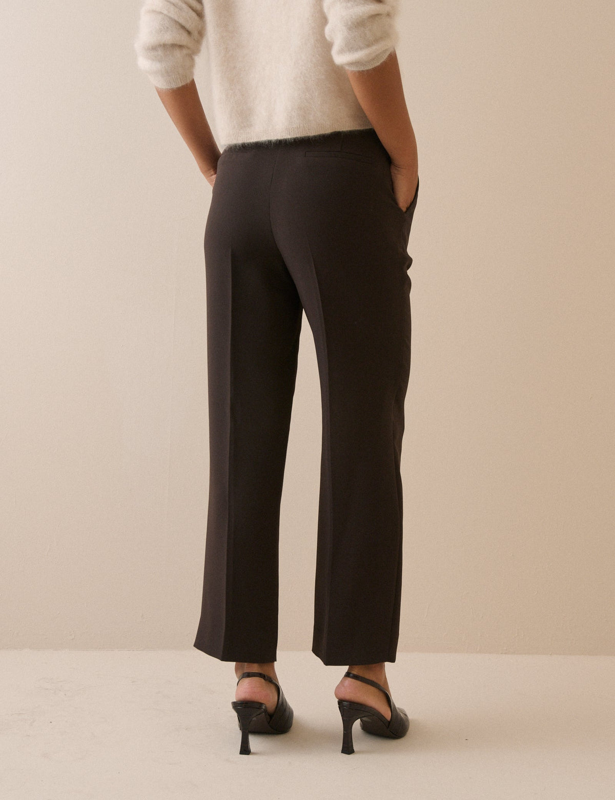 Brown Crepe Cigarette Marnie Trousers