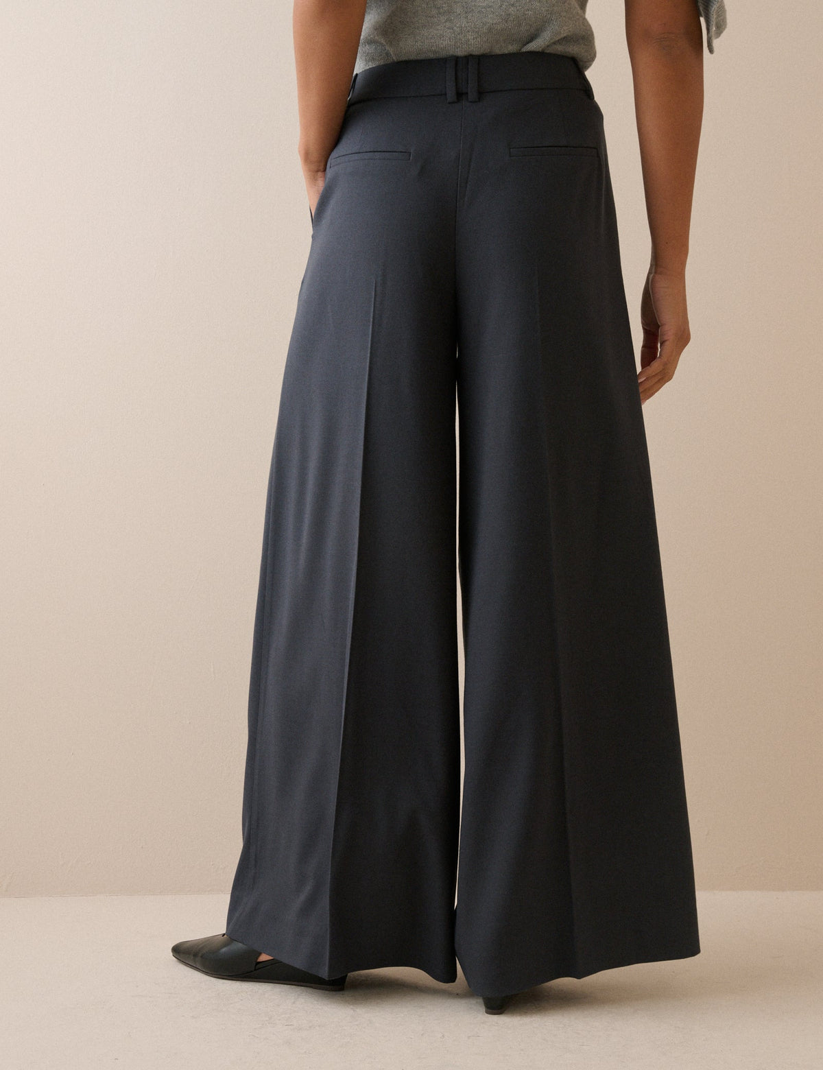 Grey Super Wide Leg Trousers