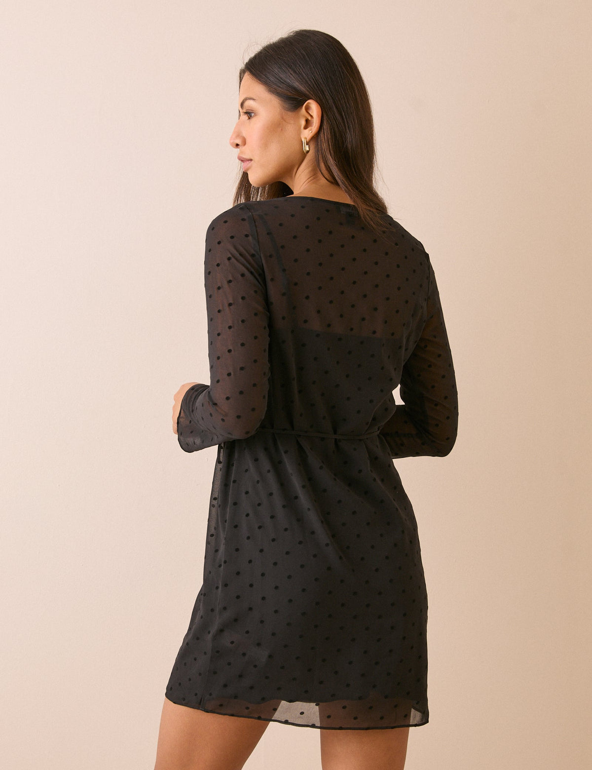 Black Polka Dot Tie Waist Priya Mini Dress