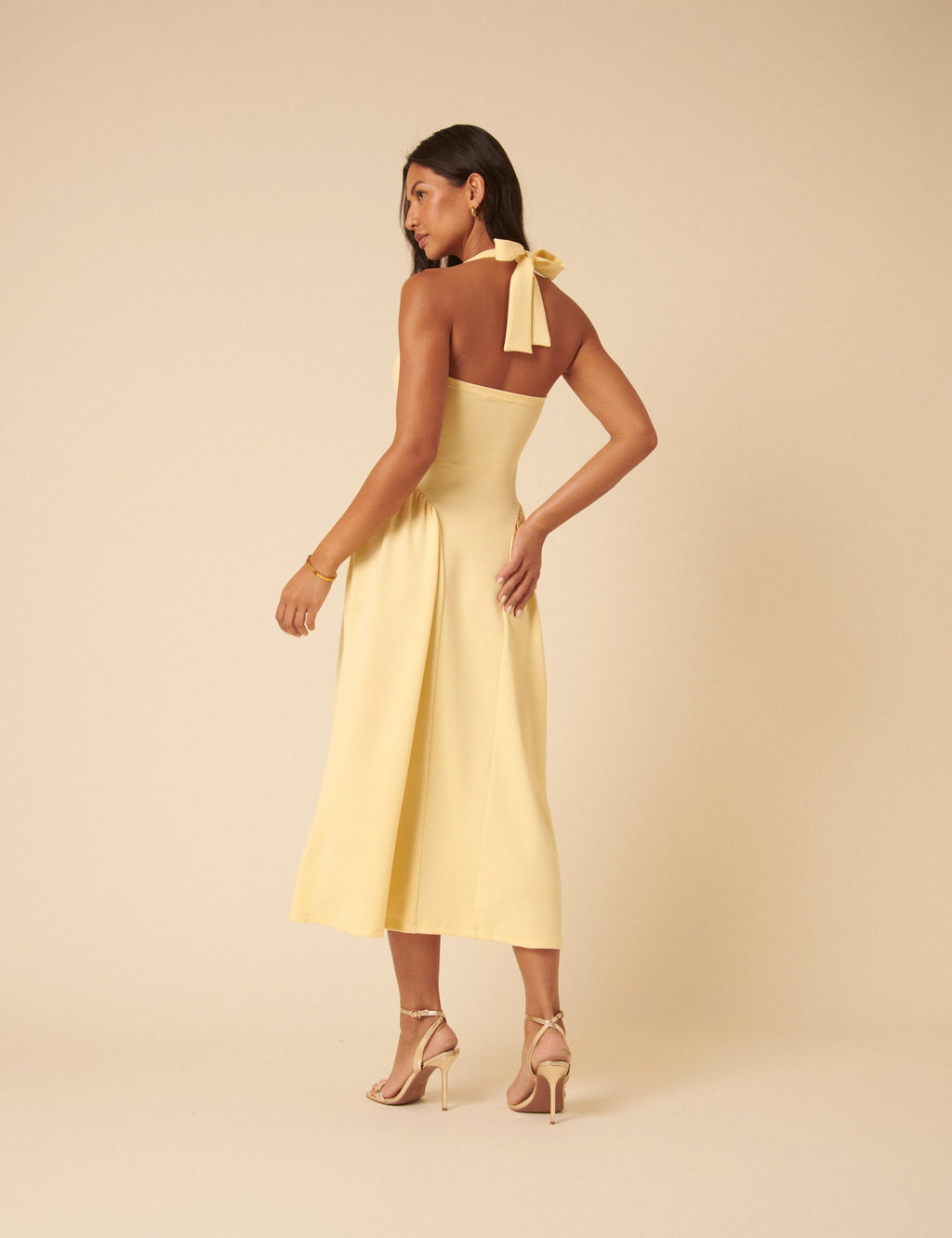 Butter Yellow Amie Halterneck Midi Dress