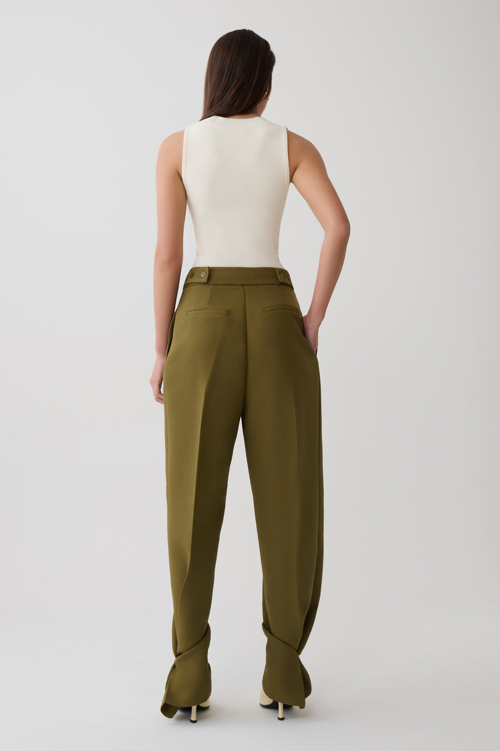Hazel Pleated Suiting Pants - Olive