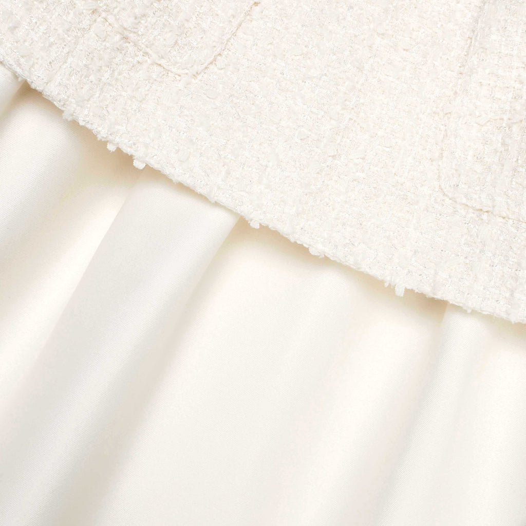 Cream Boucle Taffeta Midi Dress