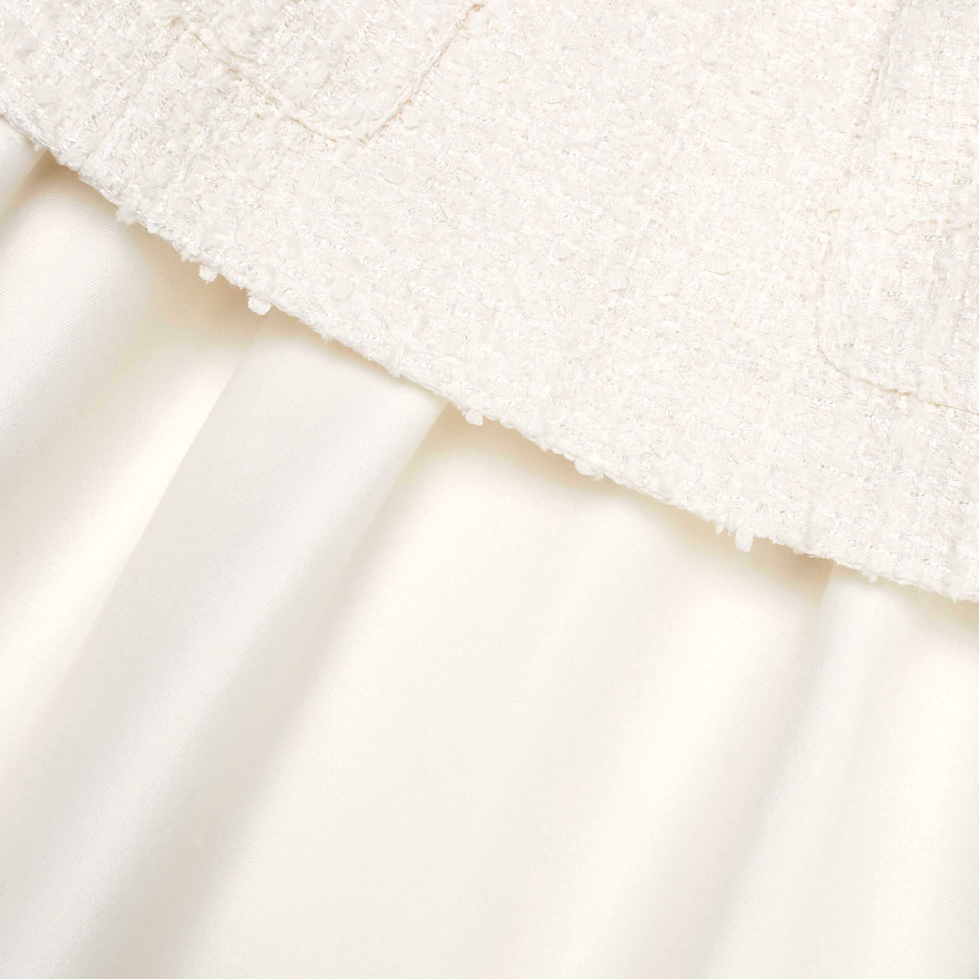 Cream Boucle Taffeta Midi Dress