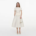 Cream Boucle Taffeta Midi Dress