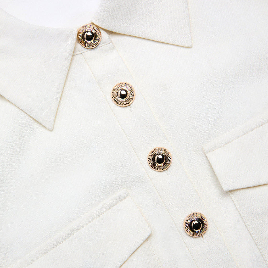 Cream Linen Blend Sleeveless Mini Dress