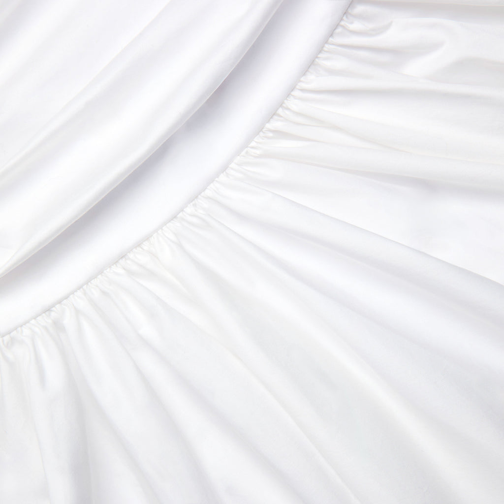 White Cotton Asymmetric Midi Skirt