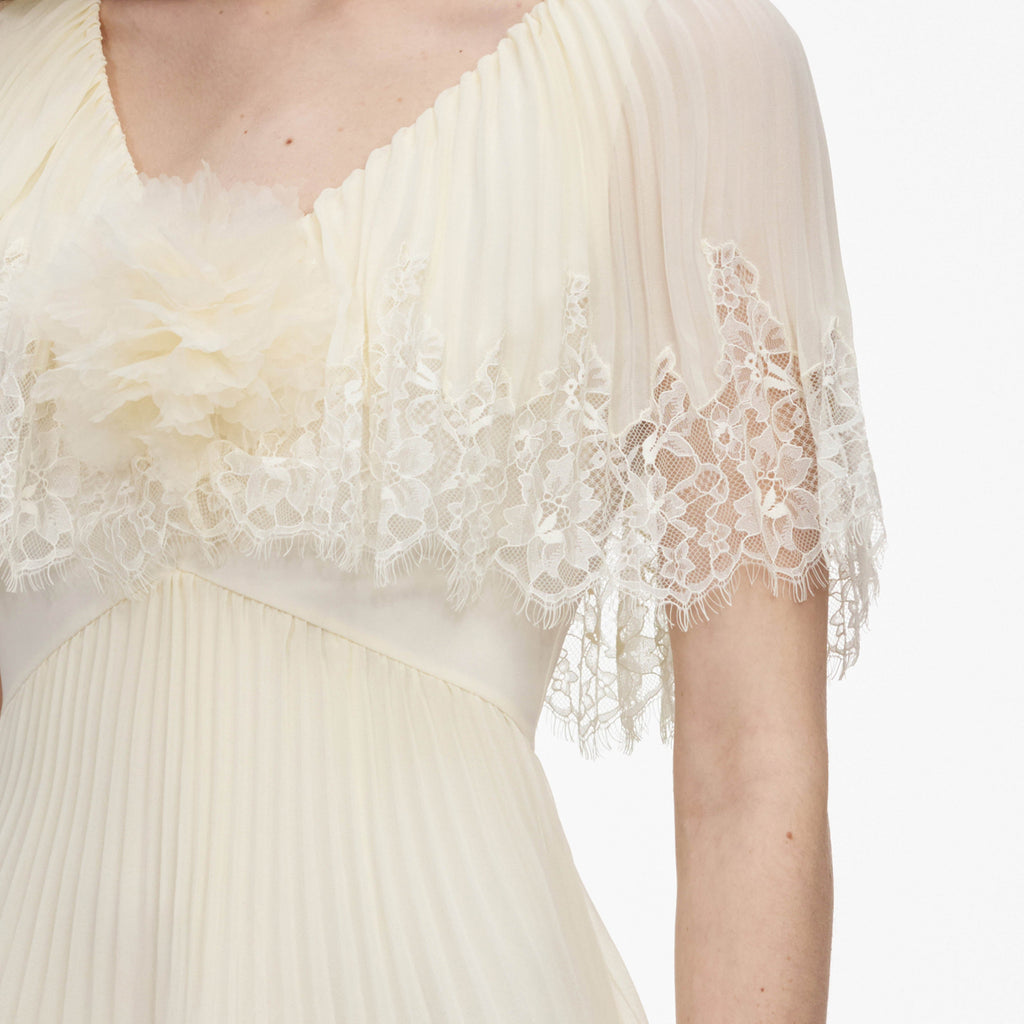 Yellow Chiffon Tiered Midi Dress