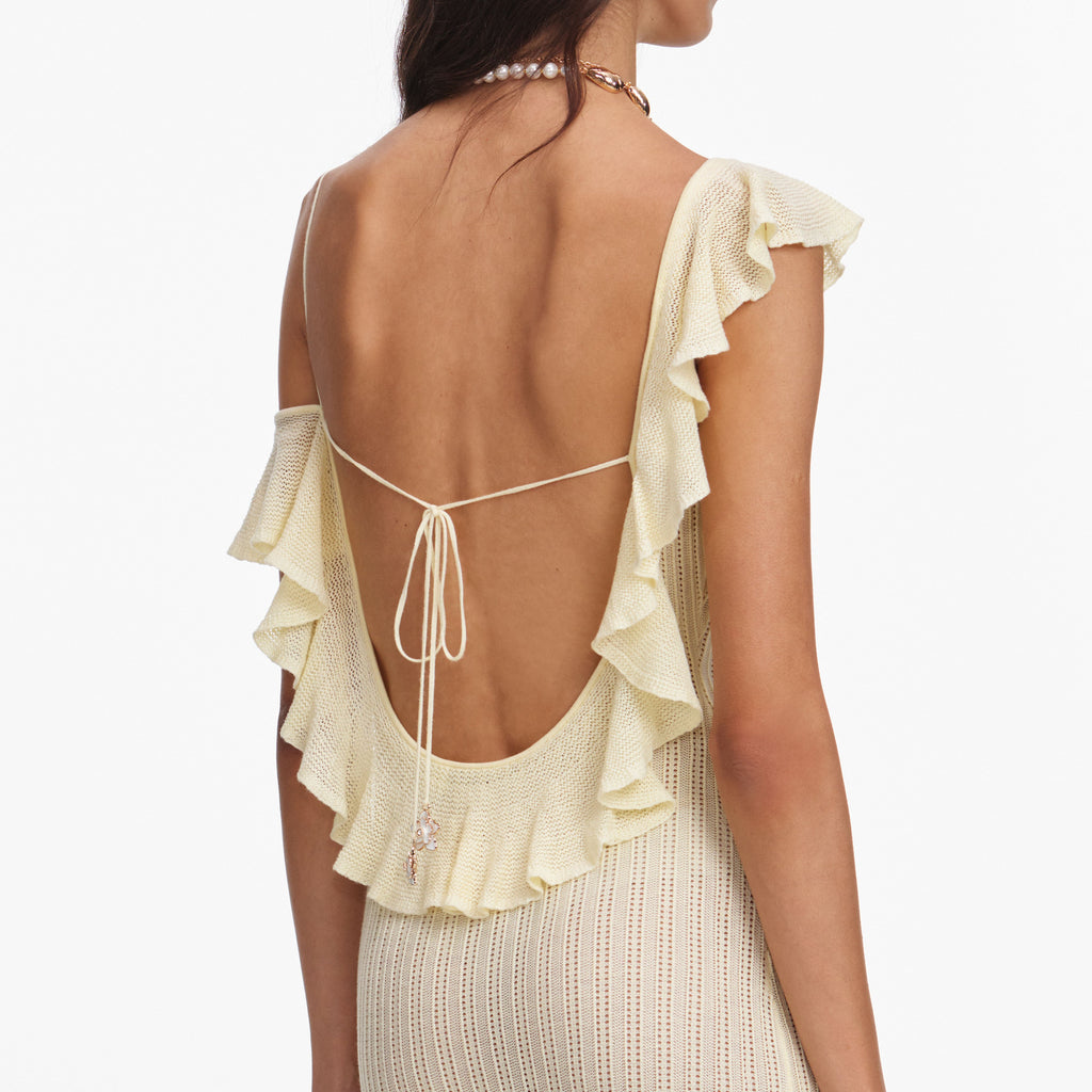 Yellow Ruffle Knit Maxi Dress