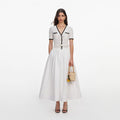 White Knit Linen Midi Dress