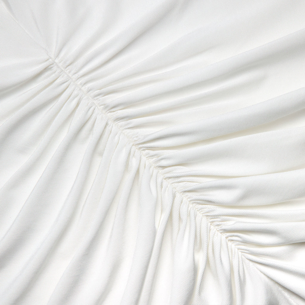 White Jersey Ruched Maxi Dress