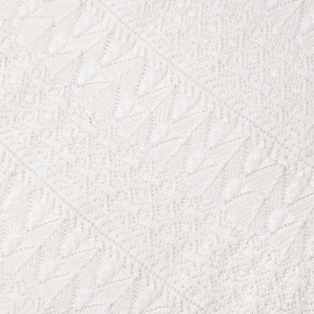 White Pointelle Knit Midi Skirt