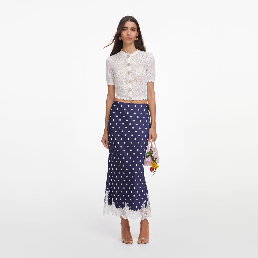 White Pointelle Knit Top
