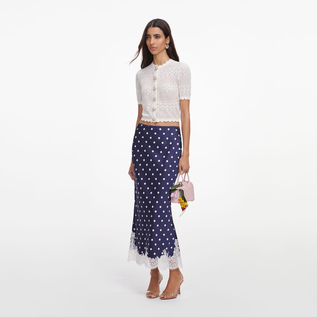 White Pointelle Knit Top