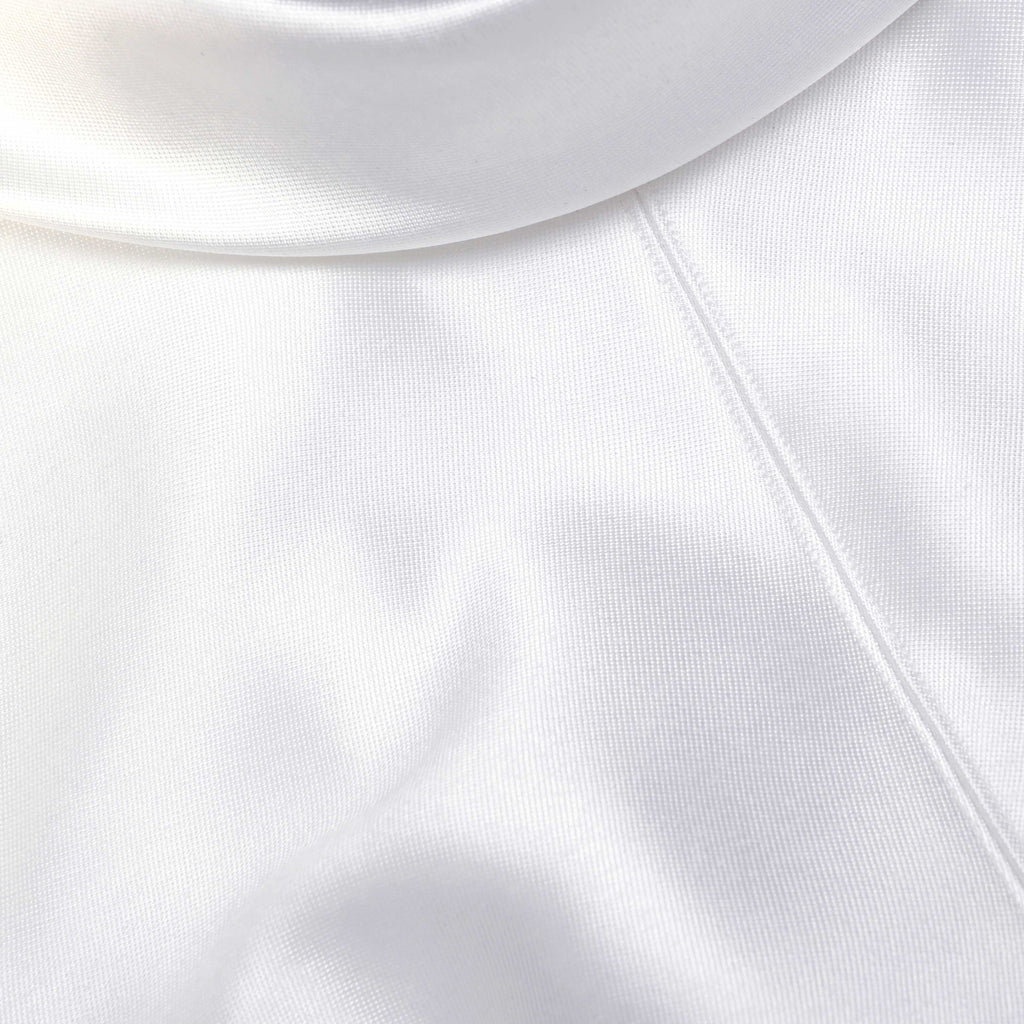 White Taffeta Collared Maxi Dress