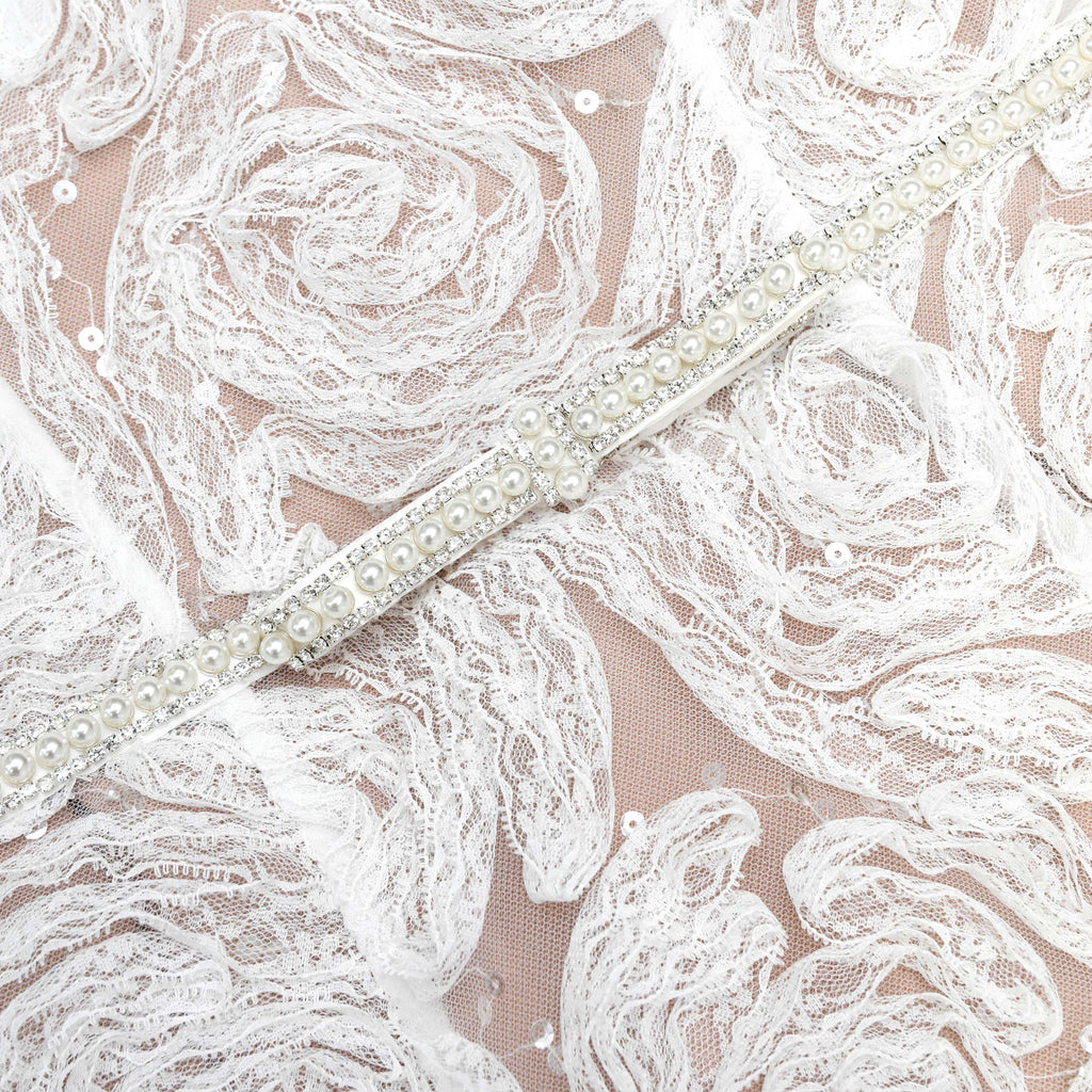 White Tulle Lace Midi Dress