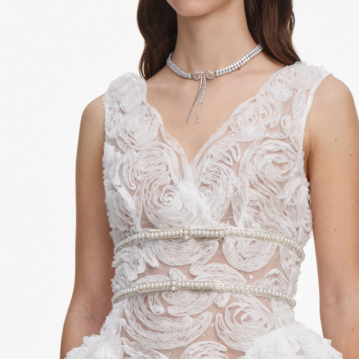 White Tulle Lace Mini Dress
