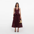 Plum Linen Blend Peplum Midi Dress