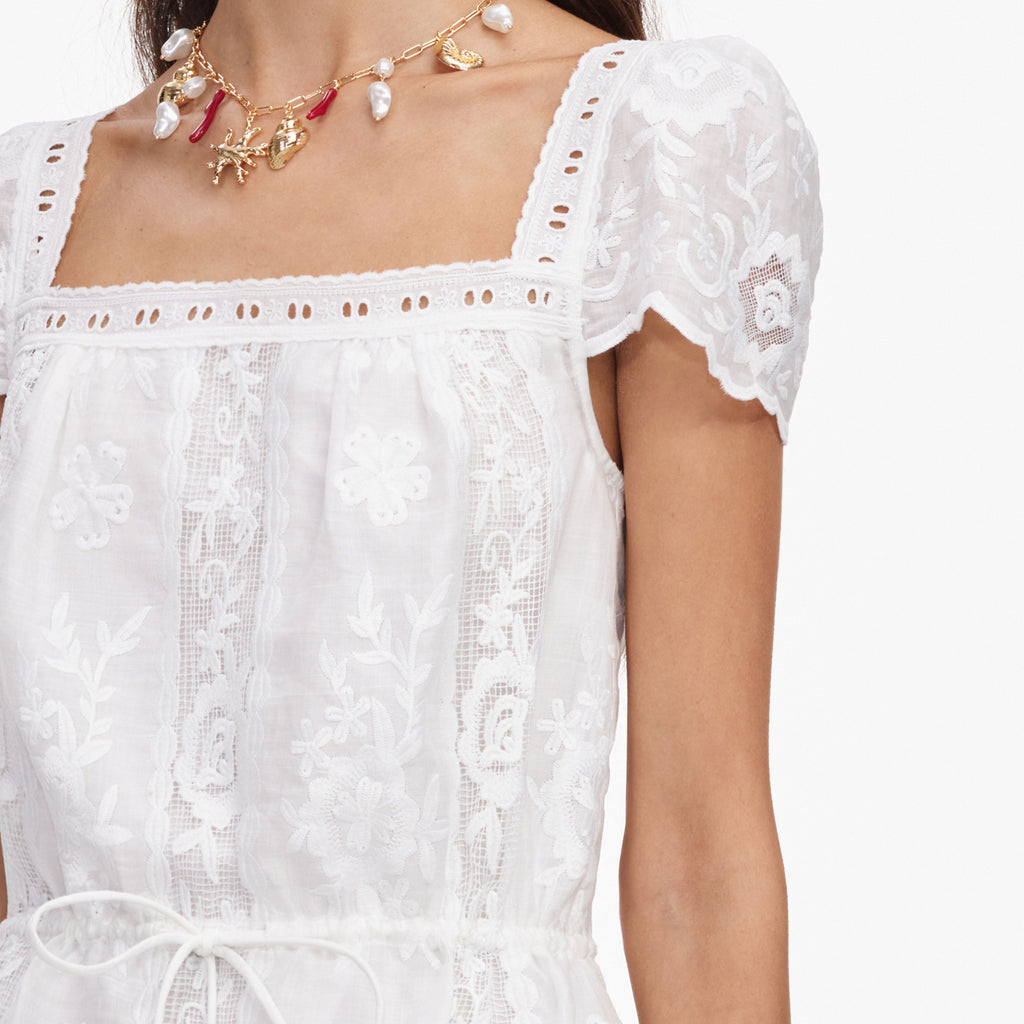 White Ramie Mini Dress