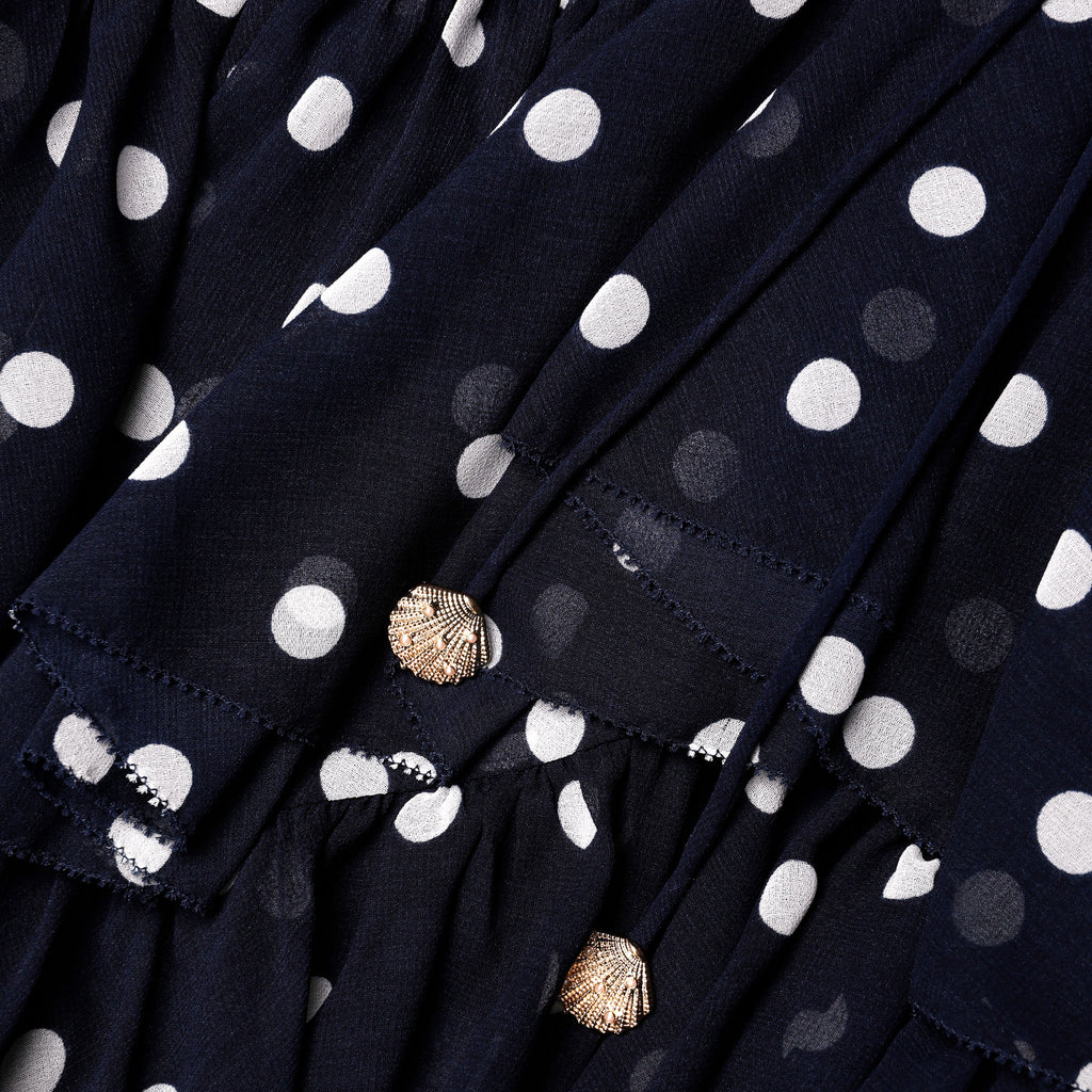 Polka Dot Georgette Ruffle Maxi Dress