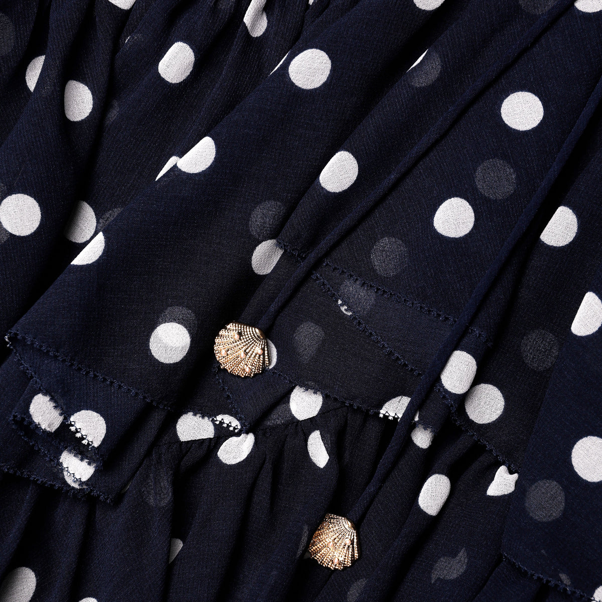 Polka Dot Georgette Ruffle Maxi Dress