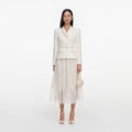 Cream Boucle Shawl Collared Midi Dress