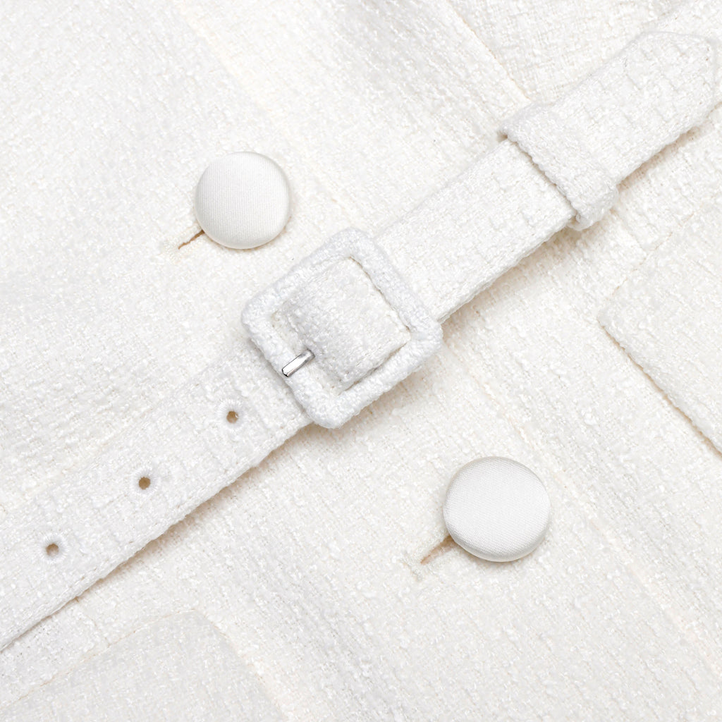 Cream Boucle Tailored Mini Dress