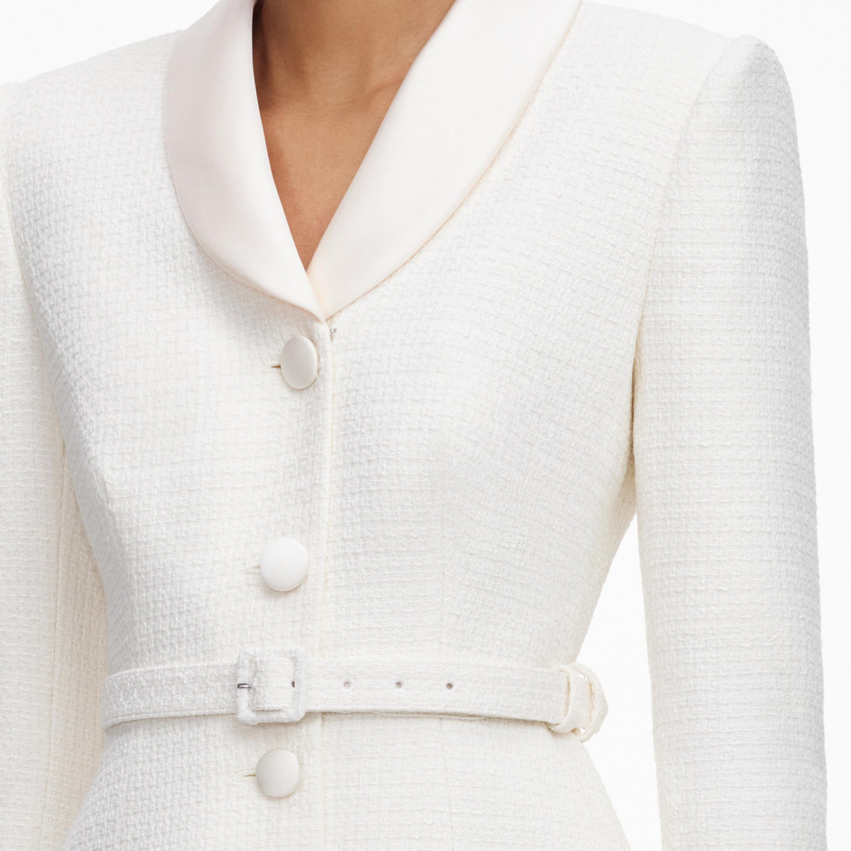 Cream Boucle Tailored Mini Dress