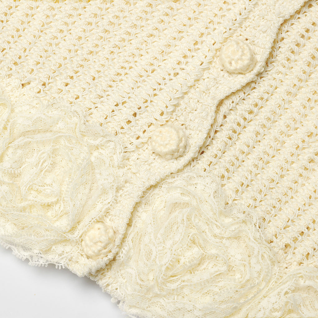 Yellow Crochet Flower Knit Top