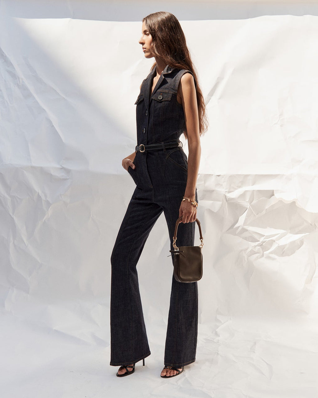Indigo Belted Denim Jumpsuit