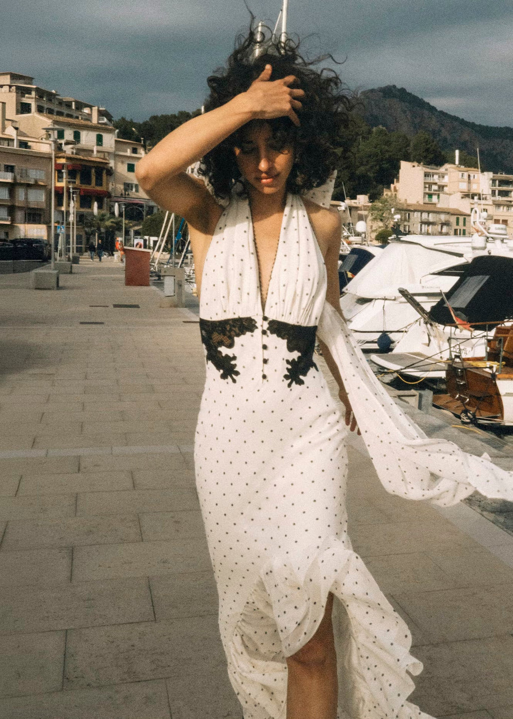 Polka Dot Halter Neck Midi Dress