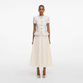 Cream Boucle Collared Midi Dress