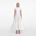 White Satin Ramie Midi Dress